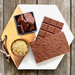 Malted milk chocolate with quinoa crispies